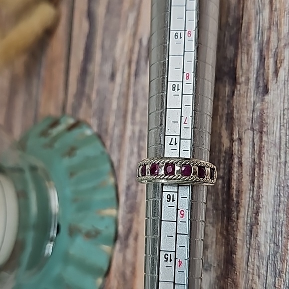 GENUINE RUBY RED BRAIDED STERLING SILVER CHANEL SET BAND - Picture 14 of 15